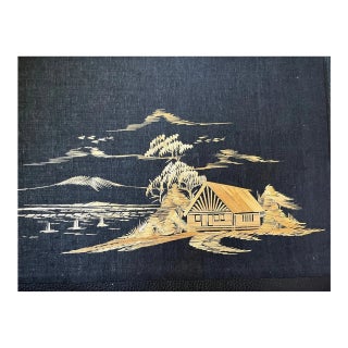 10 Vintage Indonesian Wheat Straw Art Panels Mid Century Balinese Folk Art 8" For Sale