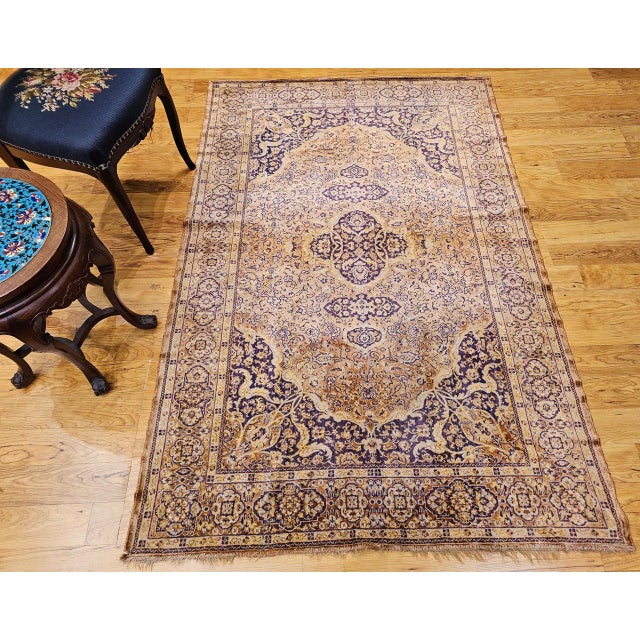 Brown Vintage Turkish Silk Area Rug, Floral Medallion, Mid-20th Century, 4' x 6' For Sale - Image 8 of 18