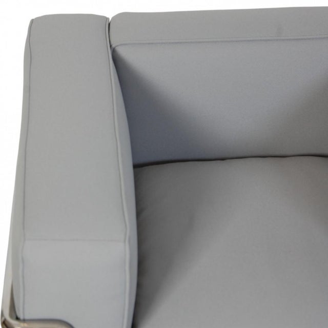 Vintage LC2 Chair in Grey-Blue Fabric by Le Corbusier, 2010s For Sale - Image 3 of 12