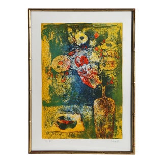 Flowers on Table, Lebadang (aka Hoi) Lithograph For Sale