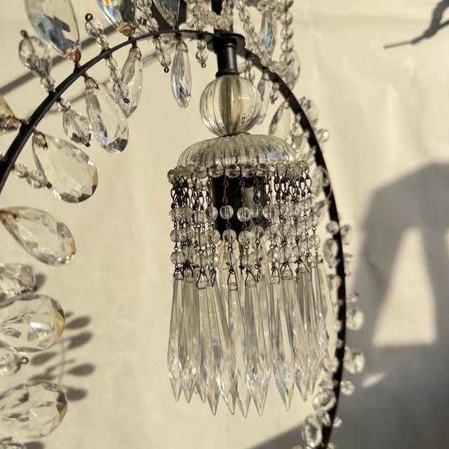 Mid-Century Swedish Crystal Pendant Light, circa 1950-1955 This exquisite Swedish crystal pendant light represents the...