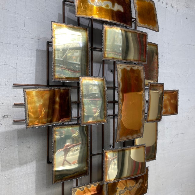 1970s Brutalist Multi-Panel Metal Wall Sculpture in the Style of Mario Jason For Sale - Image 4 of 10