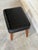 Mid 20th Century Vintage Danish Modern Ottoman Footstool Black Vinyl Teak Mid Century Scandinavian Stool For Sale - Image 5 of 8