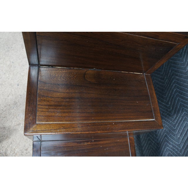 Vintage Japanese Elm Tansu Step Cabinet Chest Cupboard Double Sided Fretwork 90" For Sale - Image 11 of 14
