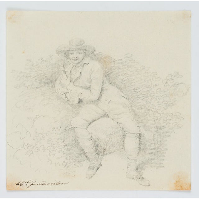 Heinrich Freudweiler (1755 - 1795 ): Man resting on a rock, c. 1780, PencilTechnique: Pencil on PaperInscription: lower...