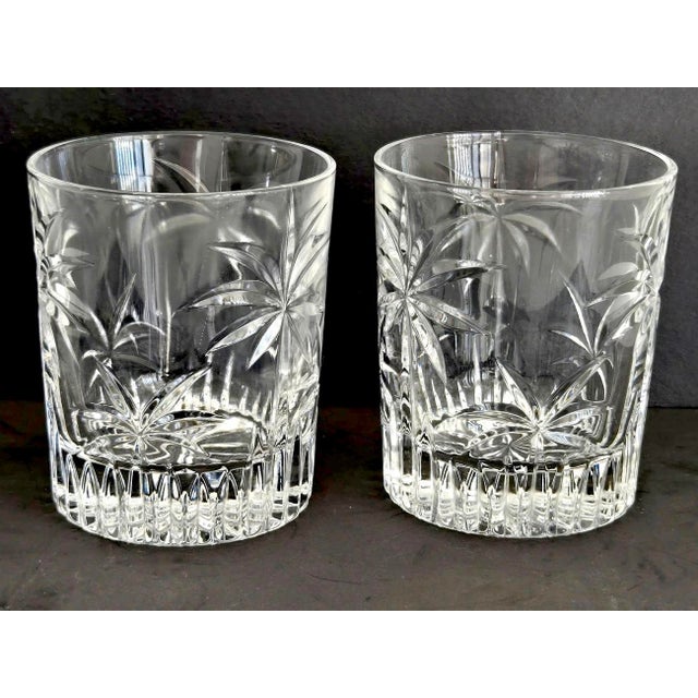 Offered is a set of 8 Double Old Fashioned crystal tumblers made my Godinger in the 1980s. They are in the Palm pattern,...