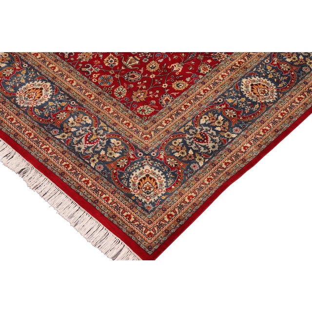 Shabby Chic Floral Pak-Persian Adele Red/Blue Wool Rug - 10'0'' X 14'0'' For Sale - Image 3 of 8