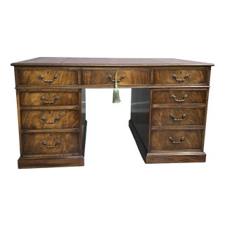 Antique Mahogany Partners Desk, 1910 For Sale