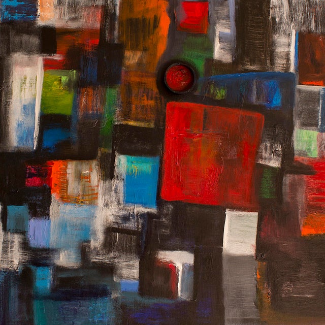 White Shadows — Abstract Original Painting, Acrylic on Canvas, 36 × 36 In, Square Format For Sale