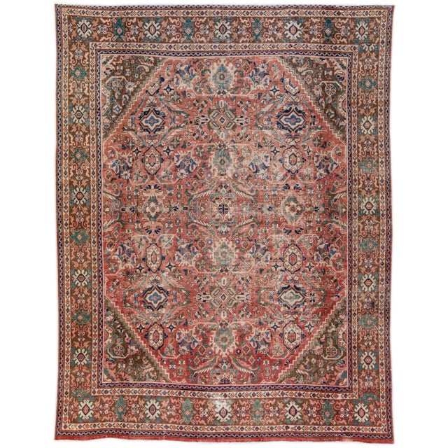 Textile Vintage Persian Distressed Beige Handmade Floral Wool Rug For Sale - Image 7 of 7