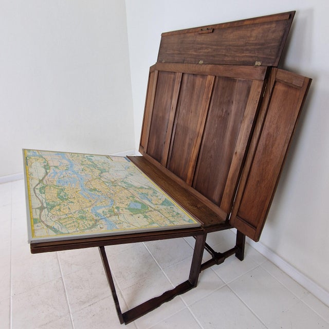 19th Century Mahogany Cartographic Display Cabinet with Drop-Front Viewing Table For Sale - Image 6 of 18