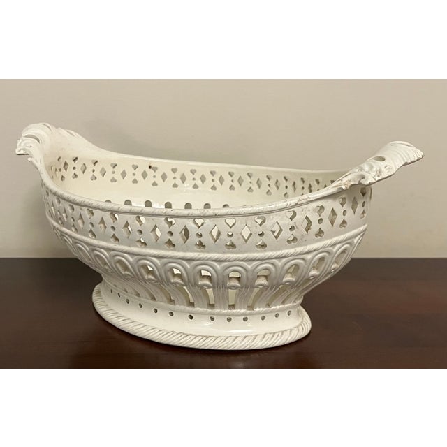 Antique 18th Century English George III Creamware Reticulated Basket For Sale - Image 11 of 14