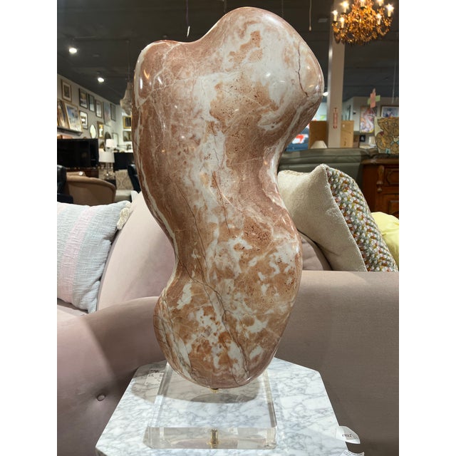 Contemporary Pink Stone Silhouette Sculpture For Sale - Image 3 of 4