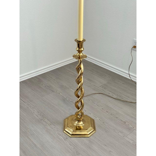 Vintage Brass Barley Twist Floor Lamp For Sale - Image 4 of 5