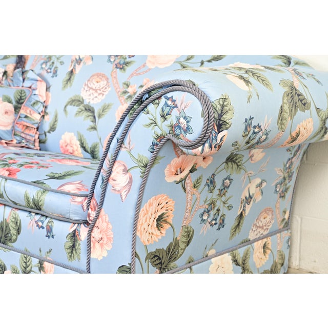 Baker Furniture English Traditional Floral Upholstered Roll Arm Camelback Sofa For Sale - Image 9 of 15