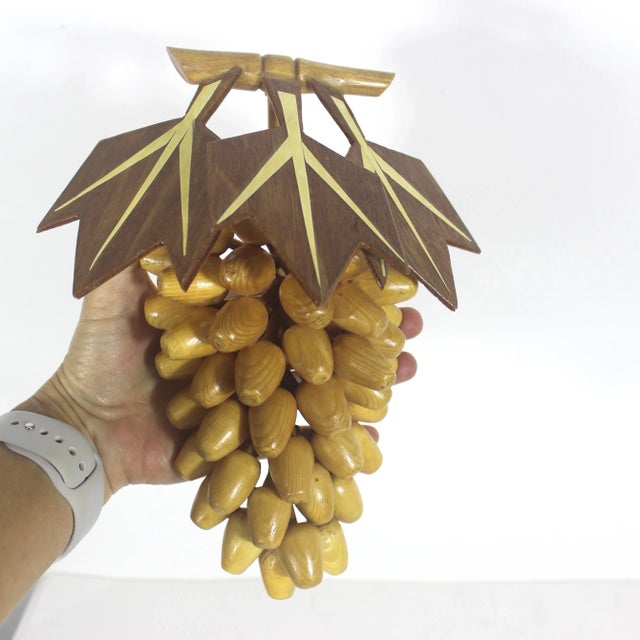 Mid-Century Modern Mid-Century Modern Large Wood Grape Fruit Cluster For Sale - Image 3 of 9