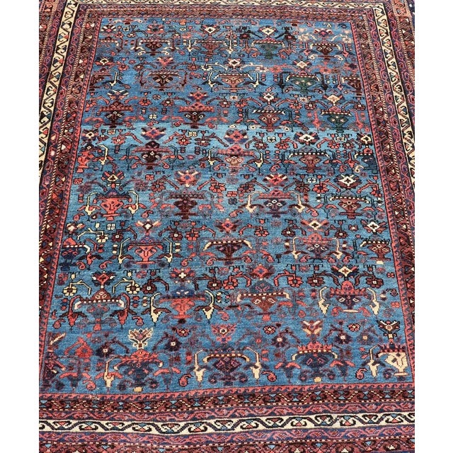 Persian Antique Afshar Rug in unique Blue tones in the Background and All-Over Small Tribal Motifs. Woven Arts / rug...