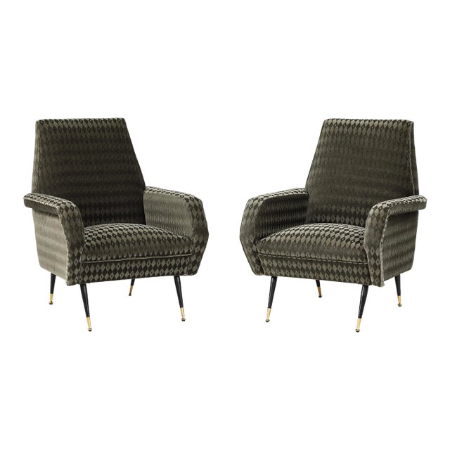 1950's Mid-Century Modern Italian Lounge Chairs With Donghia Mohair Upholstery - a Pair For Sale