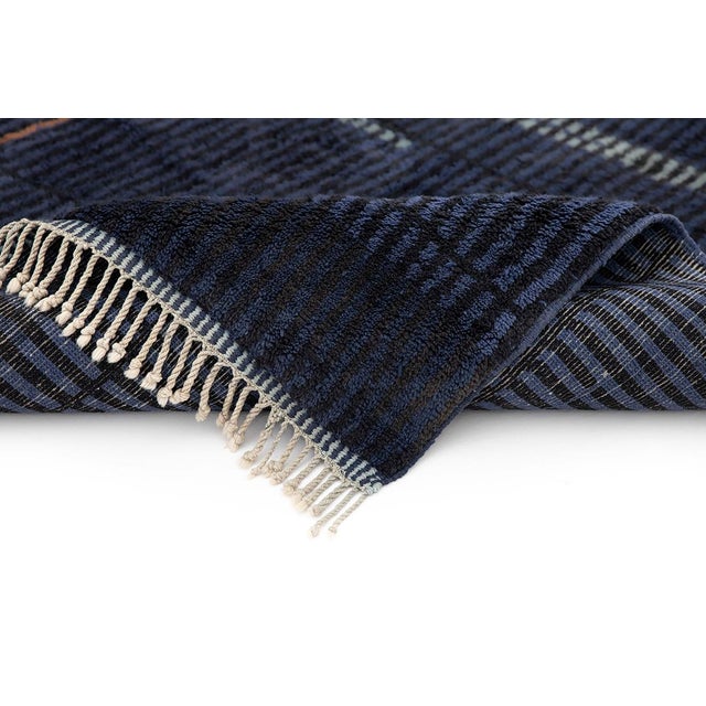 Vertical Stripe Conor-Block Hand-Knotted Wool Rug | 9'10" X 8'10" | One of a Kind For Sale - Image 6 of 8