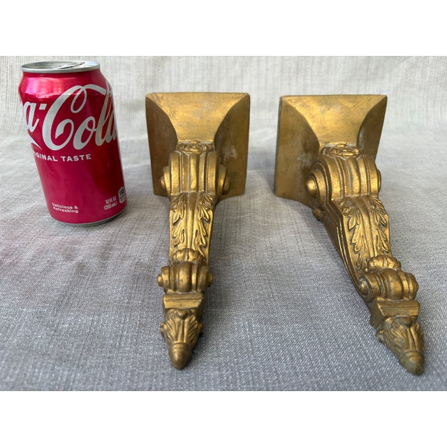 Vintage Gold Resin Candleholder Sconces a Pair For Sale - Image 11 of 17