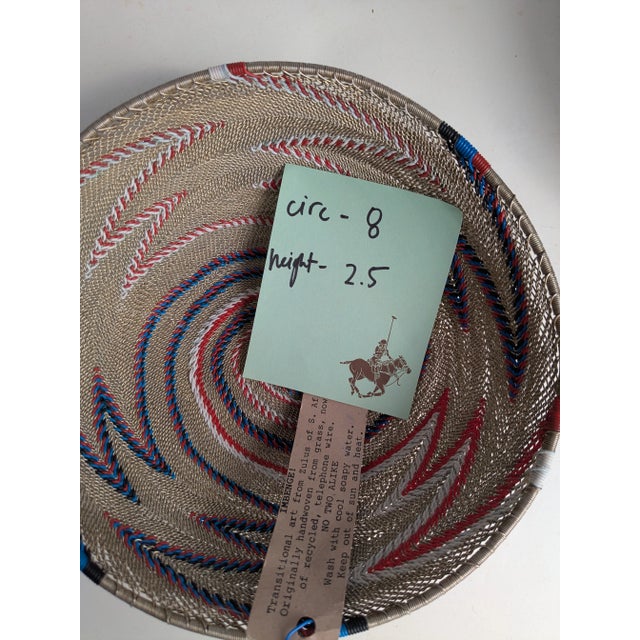 Late 20th Century Trio of Vintage Colorful African Handwoven Baskets For Sale - Image 5 of 9