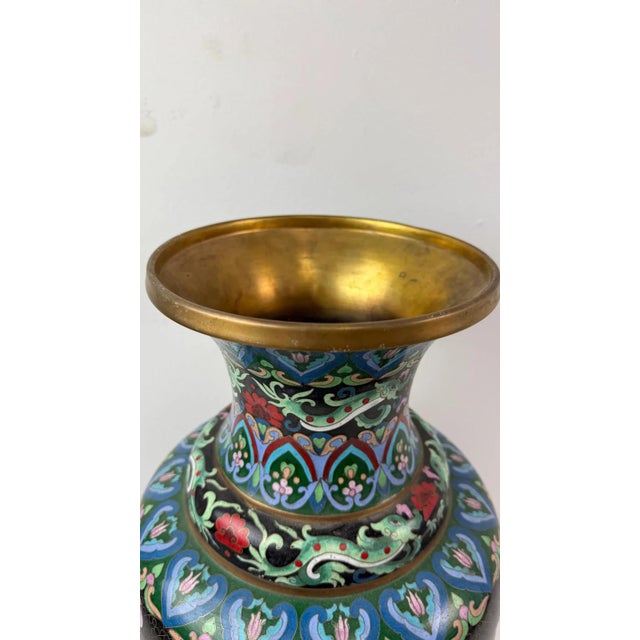 Monumental Chinese Cloisonne Enamel Vase For Sale - Image 10 of 13