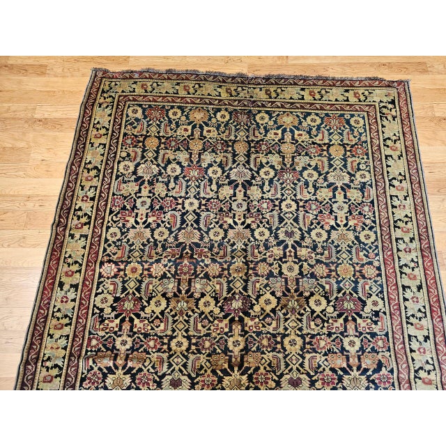 Antique Karabagh Gallery Rug, Hand-Knotted Wool, Allover Geometric Pattern, Navy & Tan, 7' X 14' For Sale - Image 12 of 17