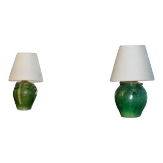 Antique Green Confit Jar Lamp For Sale