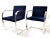 Mid-Century Modern Mies Van Der Rohe for Knoll Stainless Steel Brno Chairs Blue Velvet 1977, Pair For Sale - Image 3 of 13
