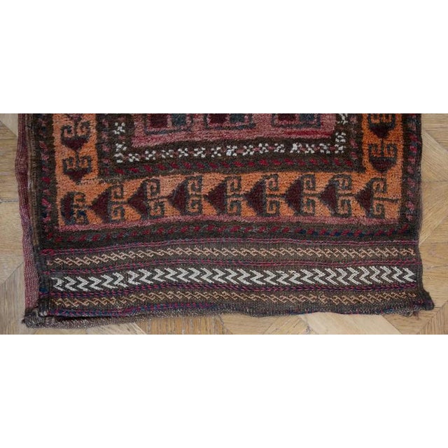 Textile Afghan Chuval Hand-Knotted Sack Fabric Rug For Sale - Image 7 of 9