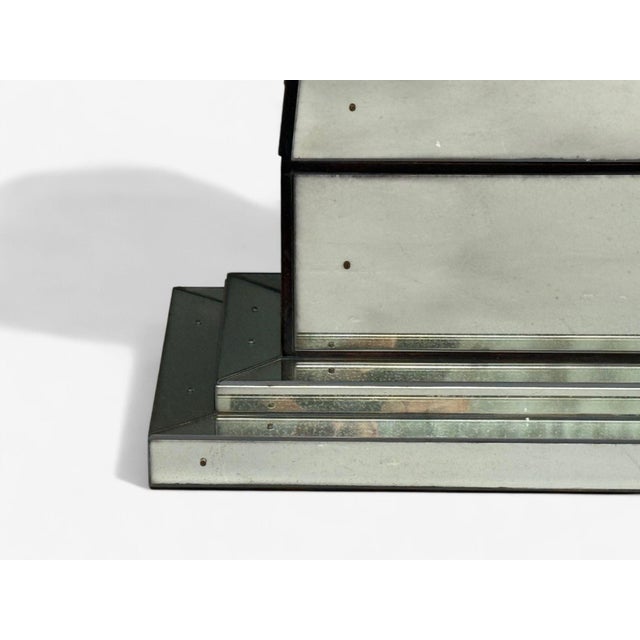 Art Deco Style, Mirrored Console Tables, Painted Wood, Distressed Glass For Sale - Image 13 of 15