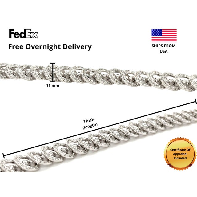 3.50CT TW Natural Diamond Connecting Circles Link 18K Gold Bracelet For Sale - Image 4 of 8