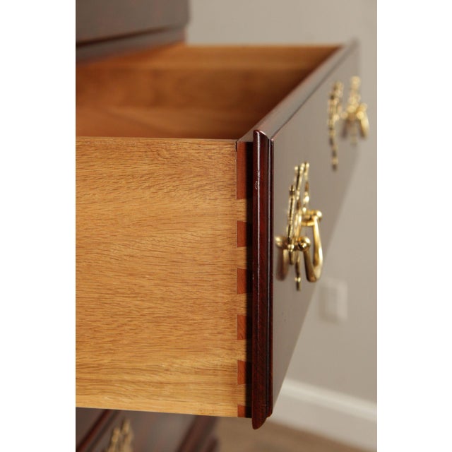 1990s Statton Chippendale Style Cherry Chest on Chest For Sale - Image 5 of 12