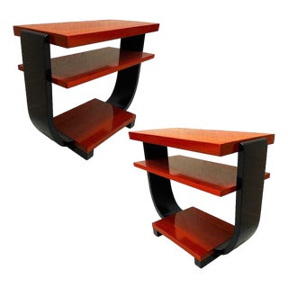 1930s Two-Tone Geometric Art Deco Side Table Attributed to Gilbert Rohde for Brown Saltman, Pair For Sale