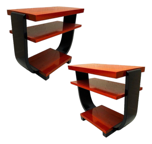 1930s Two-Tone Geometric Art Deco Side Table Attributed to Gilbert Rohde for Brown Saltman, Pair
