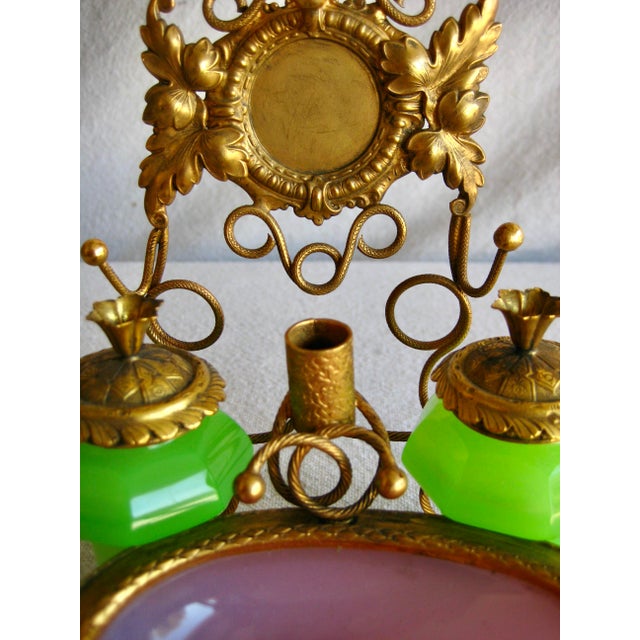 Metal 19th Century Napoleon III Palais Royal Opaline Watch and Jewelry Holder and Ink Well For Sale - Image 7 of 12