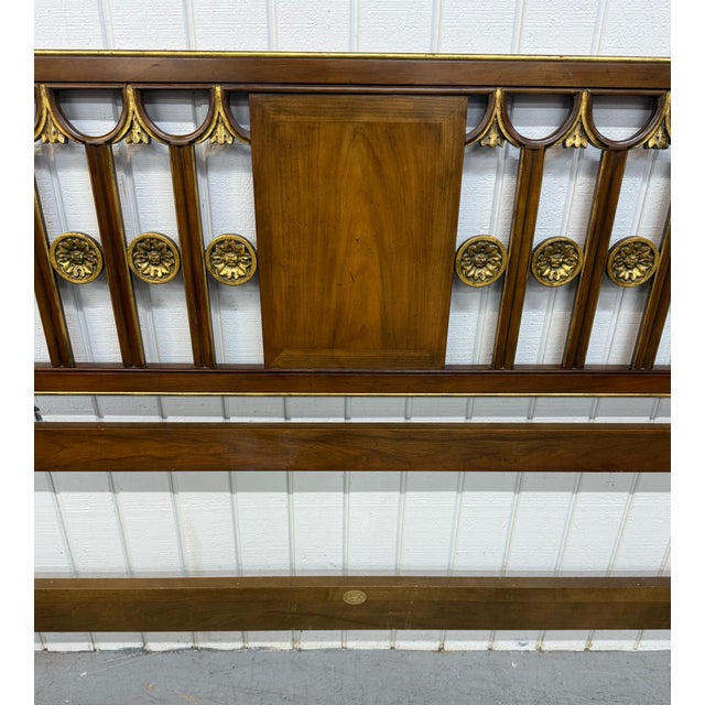 1970s Vintage Baker Furniture Hollywood Regency Walnut King Size Headboard For Sale - Image 5 of 8