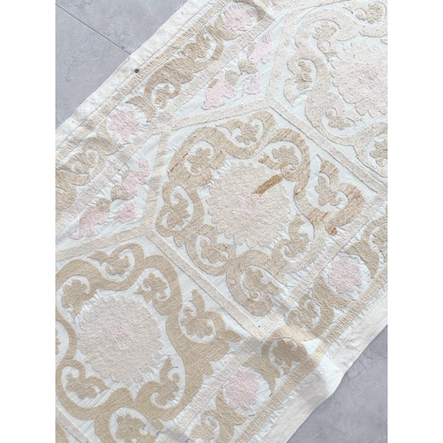 Mid-Century Modern Embroidered Large Suzani Large Wall Decor From Bukhara - 2'6'' X 11'10'' For Sale - Image 3 of 9