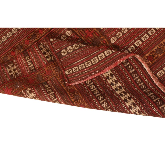 Early 19th Century Antique Geometric Red and Brown Wool Kilim Rug For Sale - Image 5 of 5