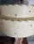 1950s Mid-Century Modern Pink and Gold Swirl Leaf Ceramic Table With Matching Original 2 Tiered Fiberglass Shade With Matching Gold Leave For Sale - Image 9 of 12