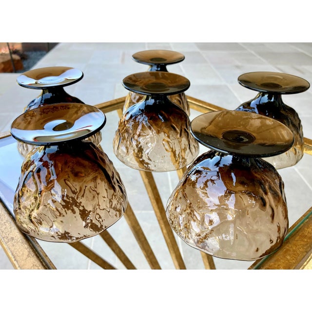 Circa 1960 Seneca Glass "Driftwood" Casual Footed Dessert Cups – Set of 6 For Sale - Image 10 of 13