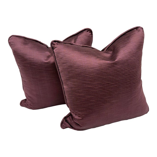 Clarke & Clarke Aubergine Fenton Pillows, Pair For Sale
