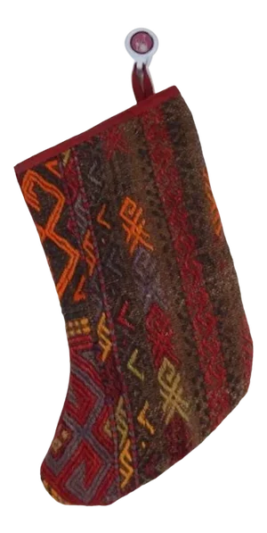 Vintage Kilim Christmas Stocking - Fireplace