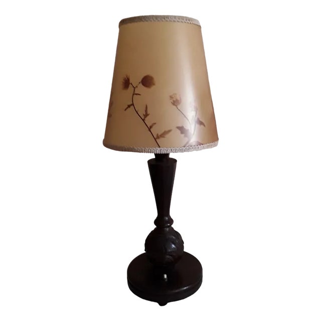 Vintage German Art Deco Table Lamp in Oak, 1930s For Sale