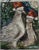 “Two Turtle Doves”, Oil Painting, Framed, by Van Ness Two doves don their holiday caps for the season. 9.5”x11.5” silver...