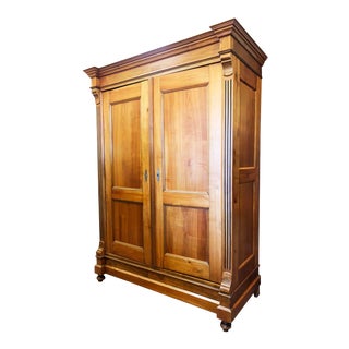 Antique Biedermeier Cherrywood Double Door Armoire For Sale