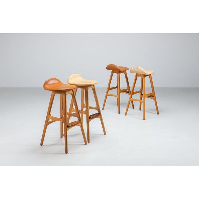 Erik buch set of four od61 bar stools for oddense møbler, denmark, 1965. Crafted in solid oak with contrasting rosewood...