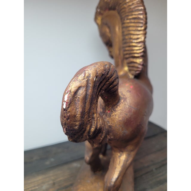 Hollywood Regency Bronze-Finished Plaster Stallion Sculpture For Sale - Image 9 of 12