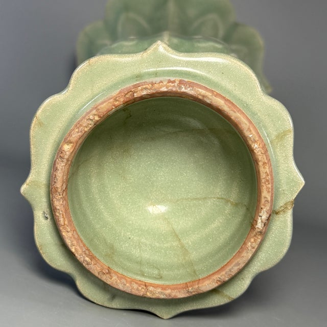 16th Century Antique Chinese Celadon Carved Floral Gu‑Form Vase, Collectible Antique For Sale - Image 5 of 5