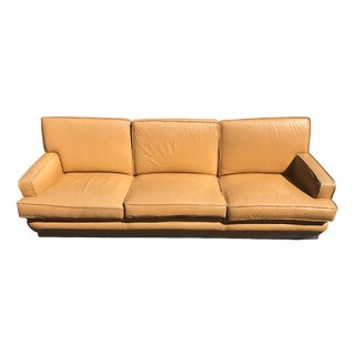 Leather and Brushed Steel Sofa attributed to Jacques Charpentier for Roche Bobois, 1970s For Sale